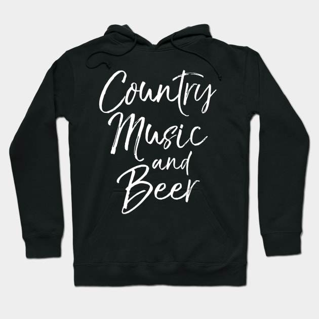 Cute Country Music Gift for Women Country Music and Beer Hoodie by easleyzzi